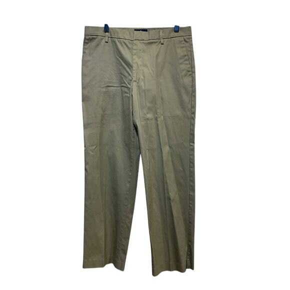 Dockers Mens 34 X 32 Flat Front PolyCotton Straight Fit Dark Khaki Chino Pants - Picture 1 of 6
